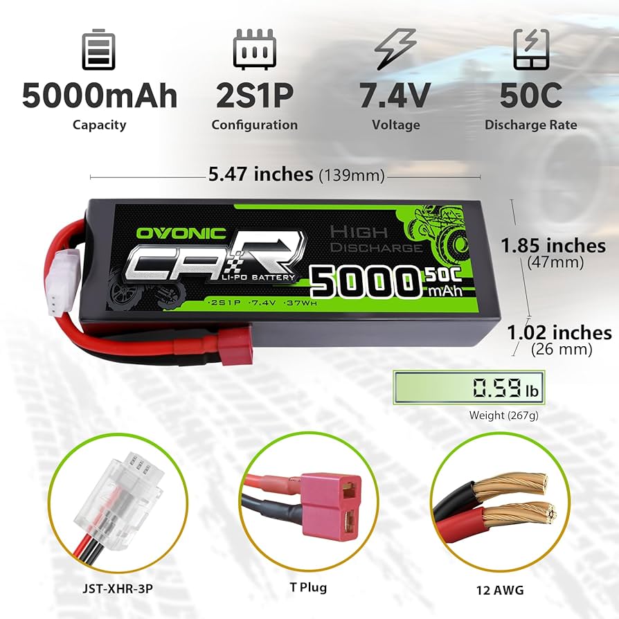 BABAチャン2 Amazon.com: OVONIC 7.4V Lipo Battery 5000mAh 50C 2S Lipo